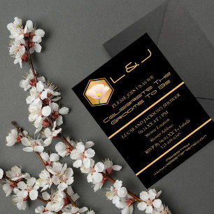 Honeycomb And Floral Wedding Shower Invitation