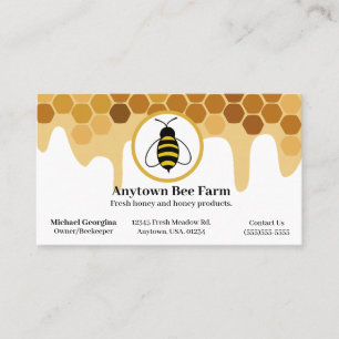 Honeycomb and Honey Bee Beekeeper Farmer Business Card