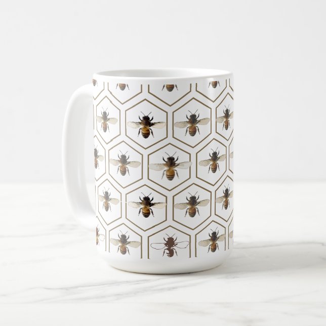 Honeycomb and Western Honeybee Beekeeper Coffee Mug (Front Left)