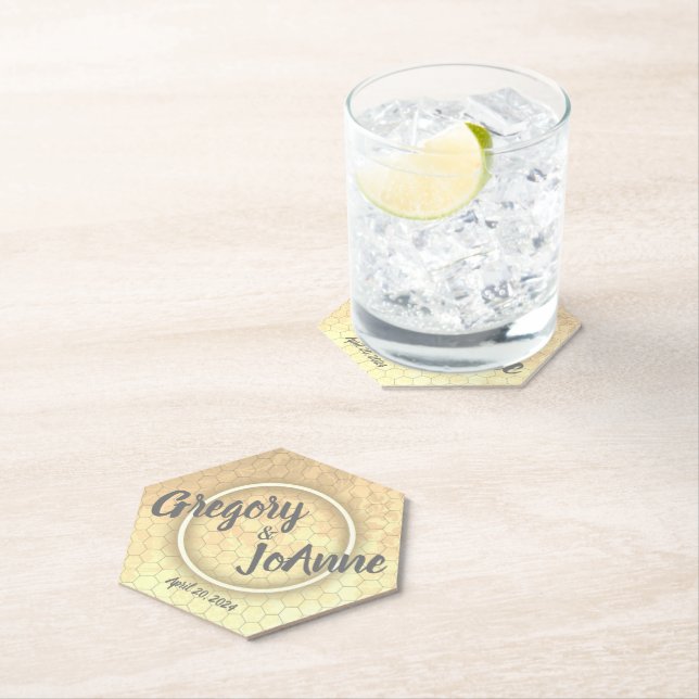 Honeycomb April Wedding Recyclable Paper Coaster (Insitu)