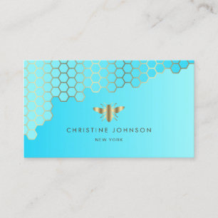 honeycomb aqua teal blue business card