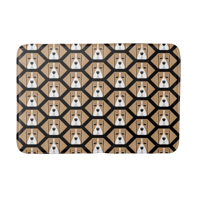 Honeycomb Beagles Pattern Bath Mat (Front)