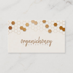 Honeycomb bee farm Apiary Organic Beige gold Business Card