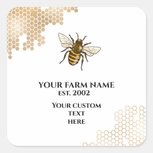 Honeycomb Bee Farm Beekeeper Apiarist Honeybees  Square Sticker