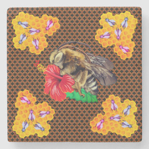 Honeycomb Bee Garden Stone Coaster