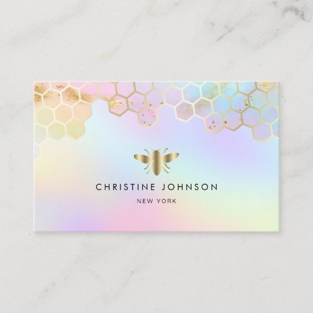 honeycomb bee logo on pastels background business card (Front)