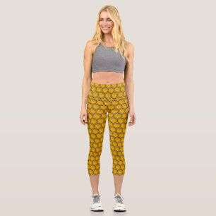 Honeycomb Bee Pattern Capri Leggings