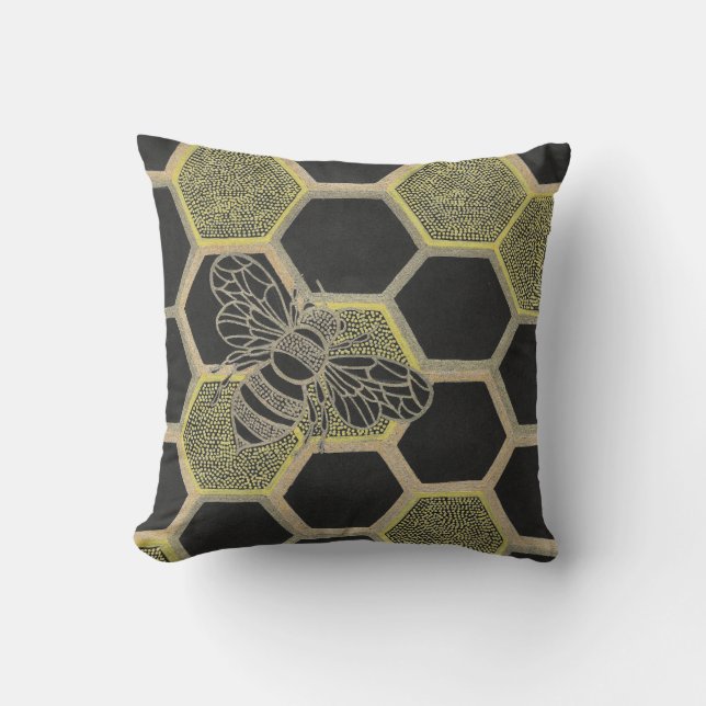 Honeycomb & Bee Pillow (Front)