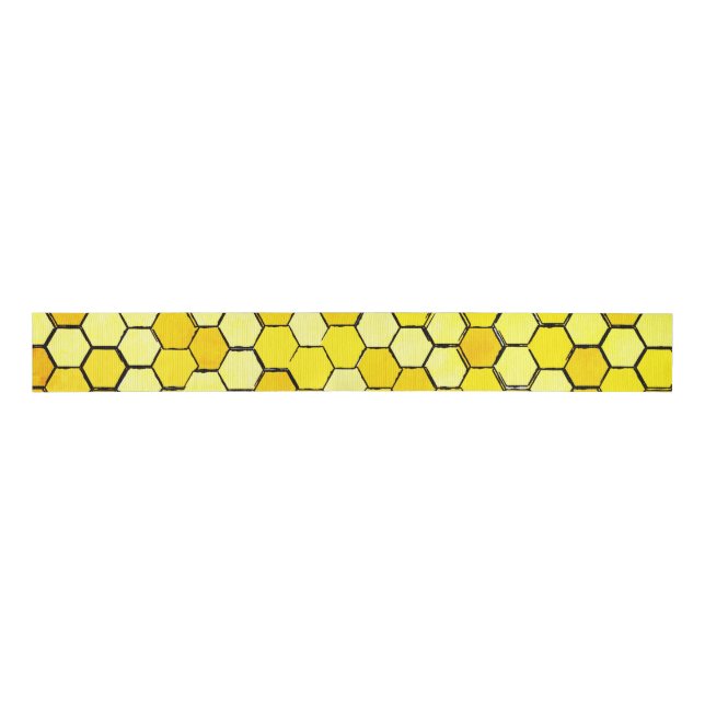 Honeycomb Bee Themed Grosgrain Ribbon (Front)