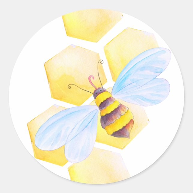 Honeycomb bee watercolor art stickers (Front)