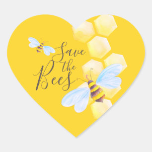 Honeycomb bee watercolor art yellow save the bees heart sticker