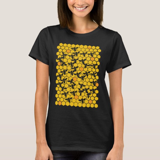 Honeycomb  Beehive Beekeeper Bees  Beekeeping T-Shirt (Front)