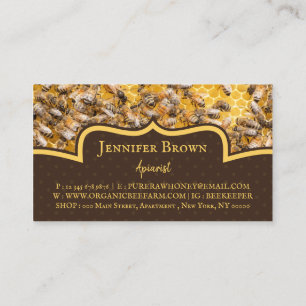 Honeycomb beekeeper pureraw farm Apiary Business Card