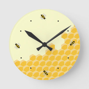 Honeycomb Bees Fun Wall Clock