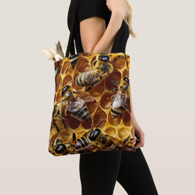 Honeycomb Bees Tote Bag (Close Up)