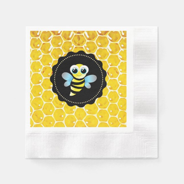 Honeycomb Bumble Bee Baby Shower Napkins (Front)