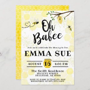 Honeycomb Bumble Bee Mummy to Bee Baby Shower Invitation