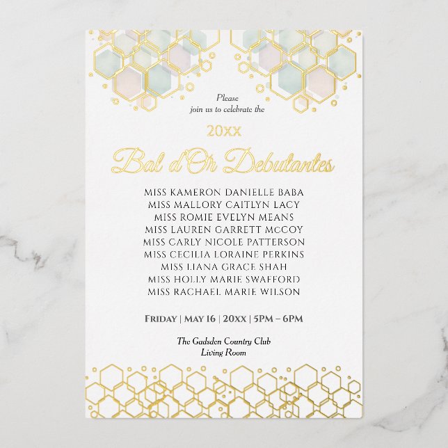 Honeycomb Corporate Elegance Gold Geometric  Foil Holiday Card (Front)
