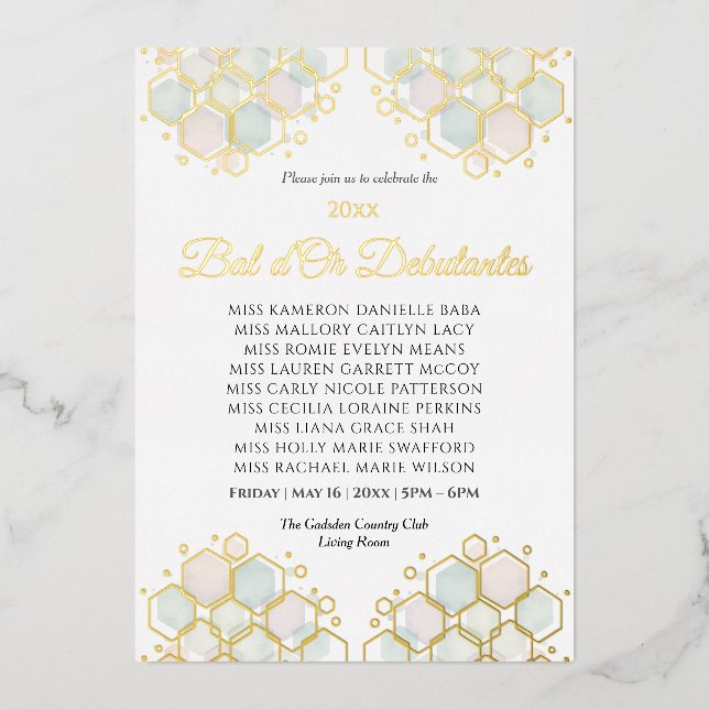 Honeycomb Corporate Elegance Gold Geometric  Foil Holiday Card (Front)