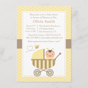 Honeycomb Cute Bumble Bee Baby Shower Invitations