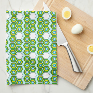 Honeycomb designer kitchen towel in Lovely Greens