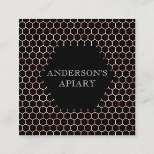 honeycomb faux rose gold foil apiary square business card