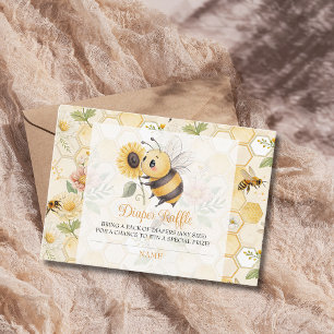 Honeycomb Floral Bee Baby Shower Diaper Raffle Enclosure Card