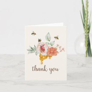 Honeycomb Floral Bee Baby Shower Thank You Card