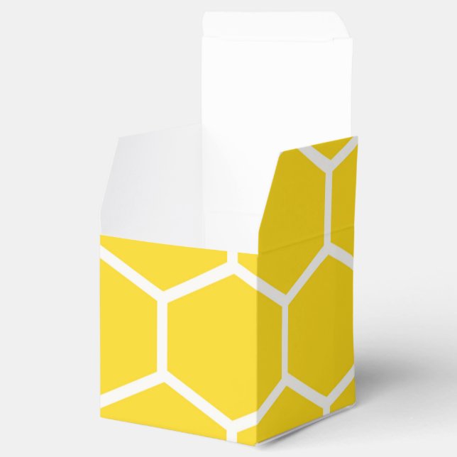 Honeycomb Geometric White Lines Bumblebee Favour Box (Opened)