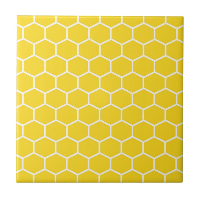 Honeycomb Geometric White Lines Bumblebee Tile (Front)