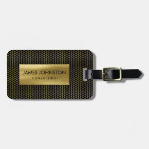 Honeycomb Geometrical pattern  Gold on Black Luggage Tag
