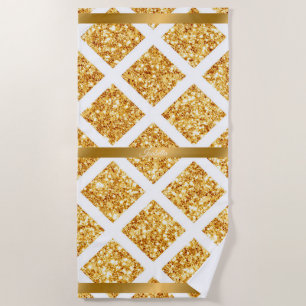 Honeycomb Gold Glitter Boho Popular Collection Beach Towel