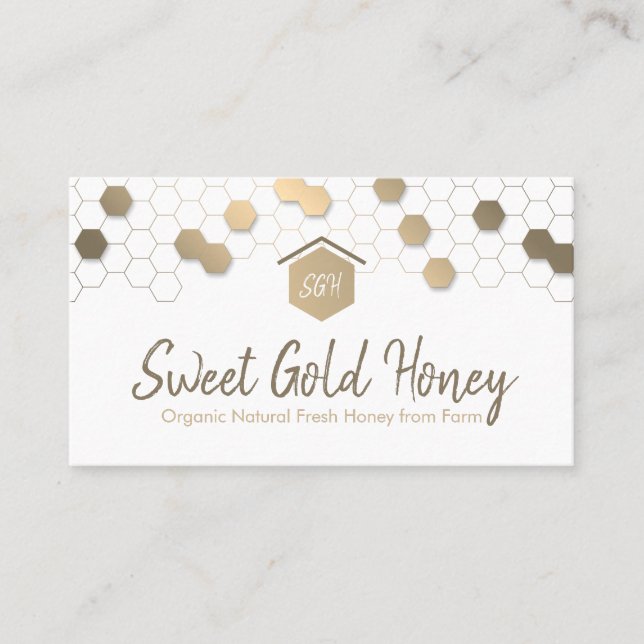 Honeycomb Gold Home Real Estate Business Card (Front)