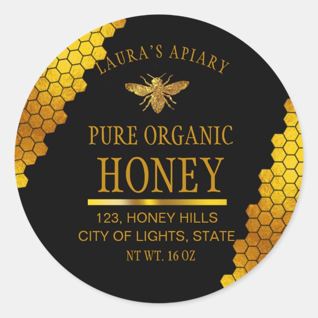 Honeycomb Gold  Honey Bee Apiary Product Label (Front)