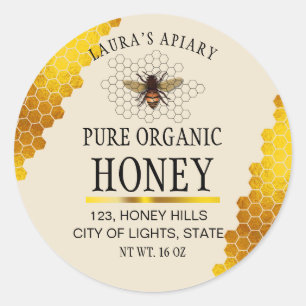 Honeycomb Gold Honey Bee Apiary Product Label