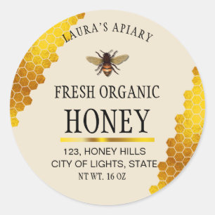 Honeycomb Gold  Honey Bee Apiary Product Label