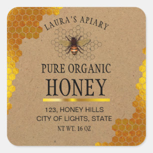 Honeycomb Gold Honey Bee Apiary Product Label