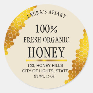 Honeycomb Gold  Honey Bee Apiary Product Label