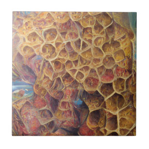 Honeycomb golden home abstract digital art tile