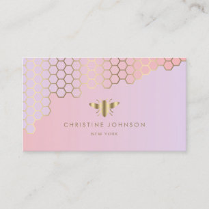 honeycomb gradient blush pink business card