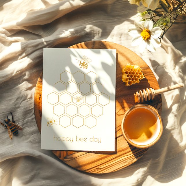 Honeycomb Happy Bee Day Foil Birthday Card (Creator Uploaded)