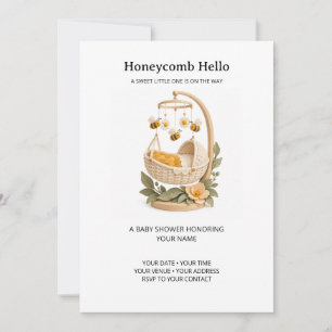 Honeycomb Hello Bee Baby Shower Invitation