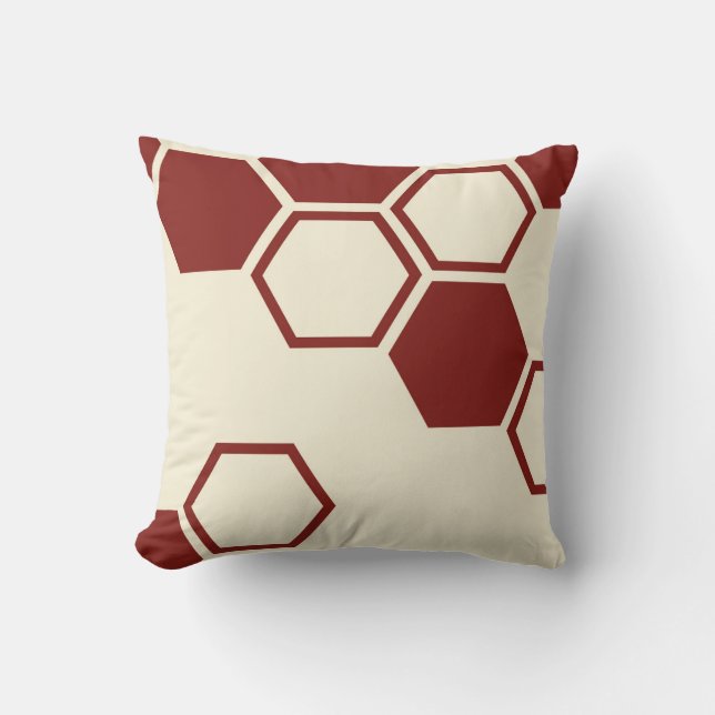 Honeycomb hexagon geometric beige cushion (Front)