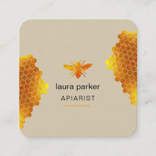 Honeycomb Honey Bee Apirarist Hexagons Beekeeper Square Business Card