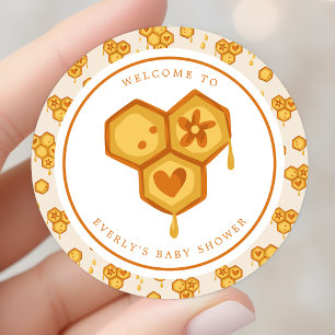 Honeycomb Honey Bee Cute Baby Shower Classic Round Sticker