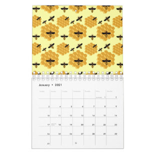 Honeycomb Honey Bees Insect Lover Yellow Beekeeper Calendar