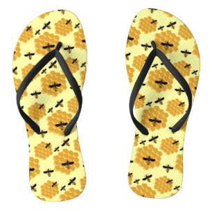 Honeycomb Honey Bees Insect Lover Yellow Beekeeper Flip Flops