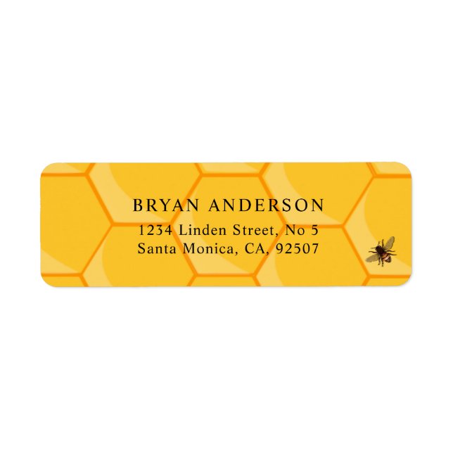 Honeycomb Honeybee Return Address Label (Front)