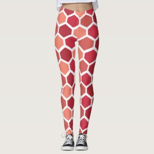 Honeycomb in Reds Leggings
