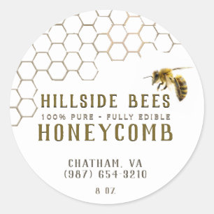 Honeycomb Label with Bee